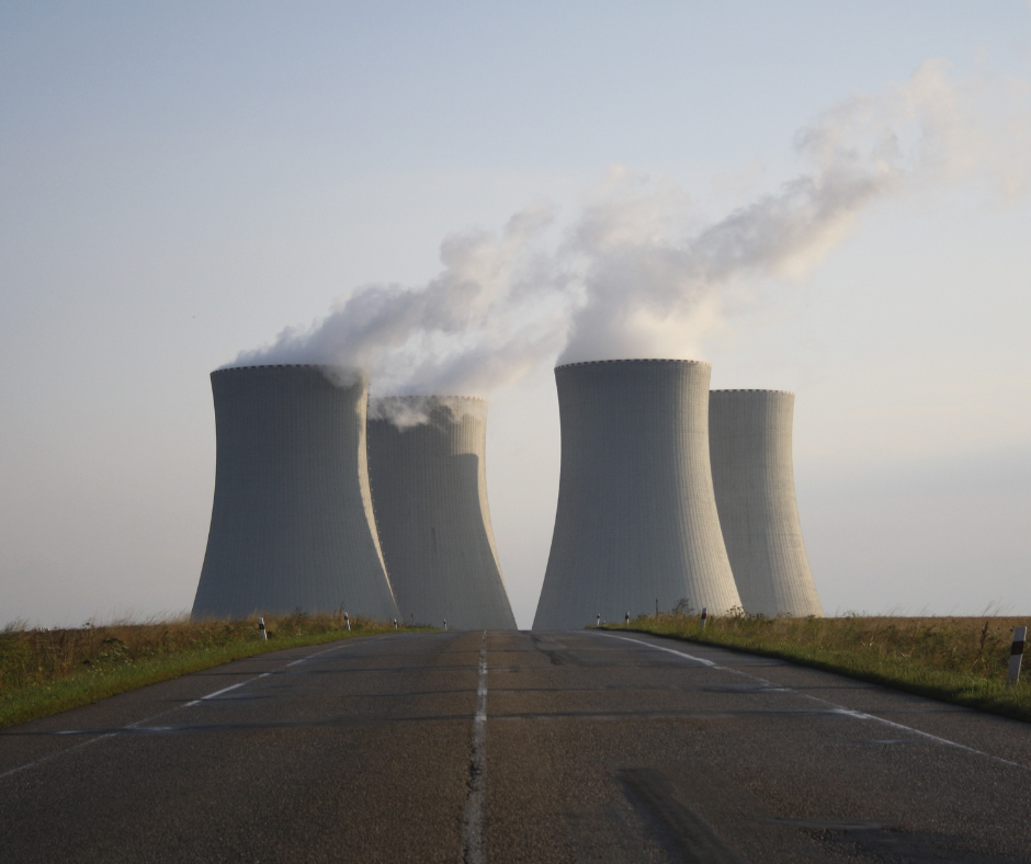 Powerplants with smoke blowing out of top